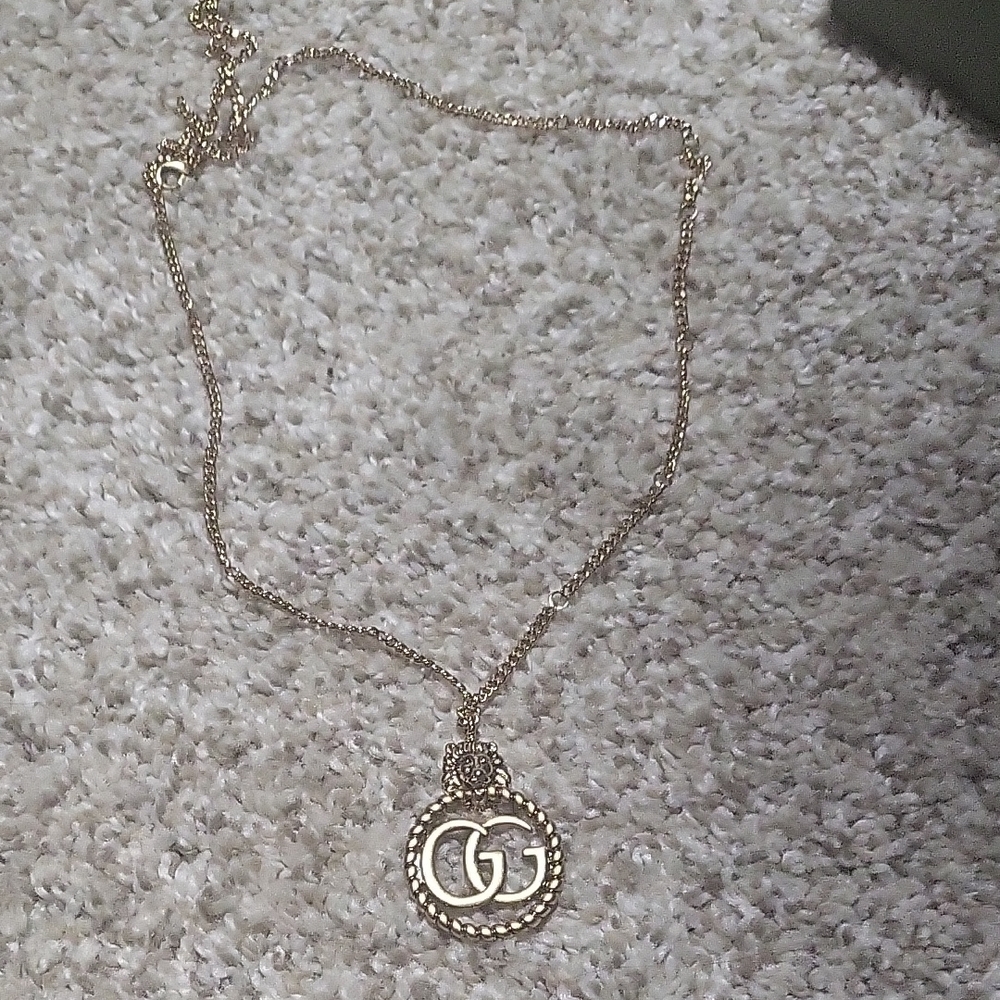 Gucci Gold Double G Rope-Trim Pendant Necklace